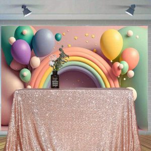 Rose Golden Sequin Tablecloth 50"x80" - Sparkling Glitter Table Cover for Weddings, Youngsters Showers, Bridal Parties & More - Perfect for Halloween, Christmas, Thanksgiving, Graduations | Rectangular Polyester Overlay