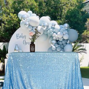 "Sparkling Polyester Sequin Tablecloth: 50""x80"" Rectangular Glitter Overlay for Weddings, Bridal Showers, Parties & Events"