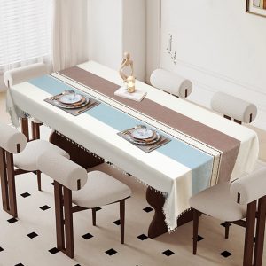 Coffee Blue Rectangle Table Cloths Rustic Table Cover Reusable Tablecloth Easy to Clean Cover 10-12 Seats suitable for Kitchens Dining Rooms Living Rooms Wedding,