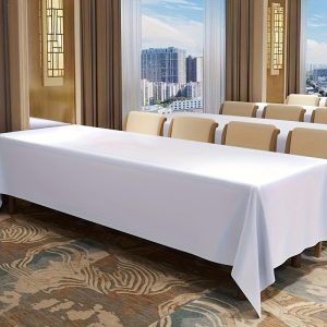 Elegant White Polyester Tablecloth 102"x59" - Perfect for Parties, Weddings & Dinners | Durable & Soft Fabric | Versatile Outdoor Patio Cover