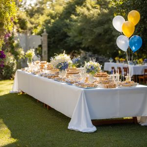 Elegant Waterproof White Tablecloth - Thick Polyester, Perfect for Weddings, Anniversaries, Graduations & More