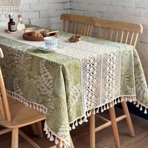 Tablecloth Kitchen Burlap Tablecloth Rectangular Dining Table Coffee Linen Rectangular Pastoral Linen Tablecloth Washable Tablecloth Dustproof And Wrinkle-Proof Restaurant, Picnic, Indoor And Outdoor Table Flower