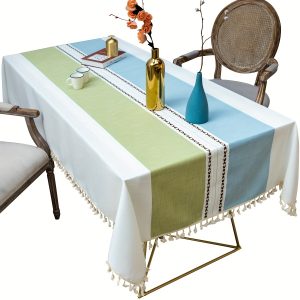 The Simple Tassel Tablecloth And Elegant Brown Stain Resistant And Washable Table Cover Are Perfect For Picnics, Camping, Weddings, Birthday Parties, Thanksgiving, Restaurants And Buffets, Kitchen Decor