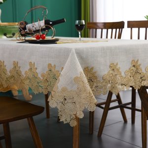 1 piece, gray linen hollowed out lace tablecloth, waterproof and oil resistant rectangular table cover, breakfast table, coffee table, office table, dressing table tabletop cover, wedding party and holiday tabletop decoration.