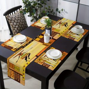 1pc Ethnic African Woman Linen Table Runner Heat Resistant Kitchen Table Mat For Dining Room (No Metal Brace) 12x18 Inch Easter Gift